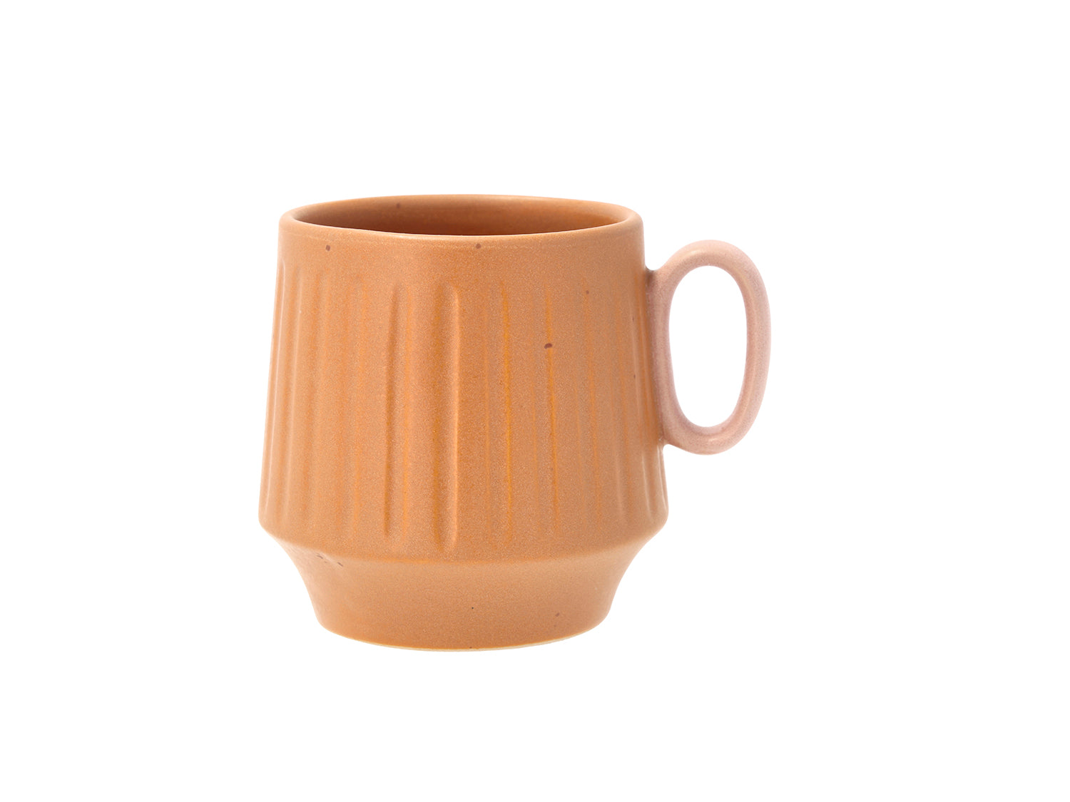 Tasses av. anse et motif strié STYLES en grès Ambre/Rose Villa Collection - Mathon - 2