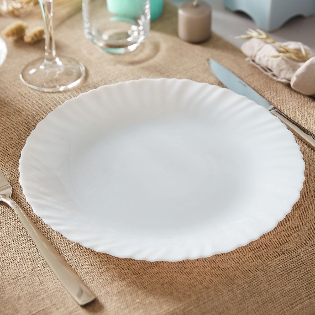 Assiette blanche 25 cm Feston Luminarc - Mathon - 2