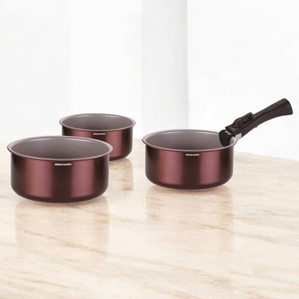 Set de 3 Casseroles Grenat Arthur Martin Tous Feux avec Poignée Amovible Arthur Martin - Mathon - 6