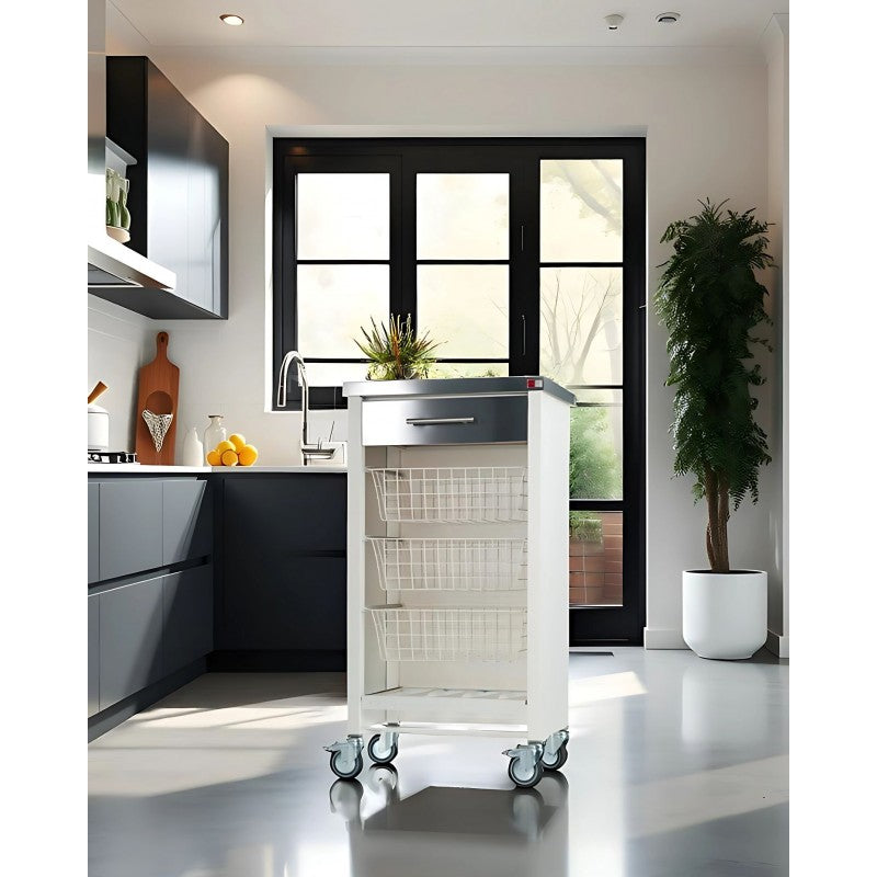 Desserte de cuisine plateau supérieur en Acier Inoxydable, CHELSEA, Blanc Don Hierro - Mathon - 2