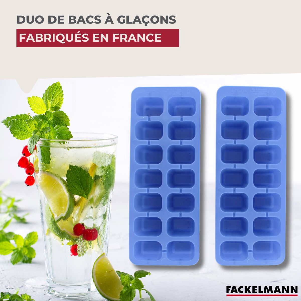 Lot de 2 Bac à glaçons 14 glaçons  Bar Concept Fackelmann - Mathon - 2