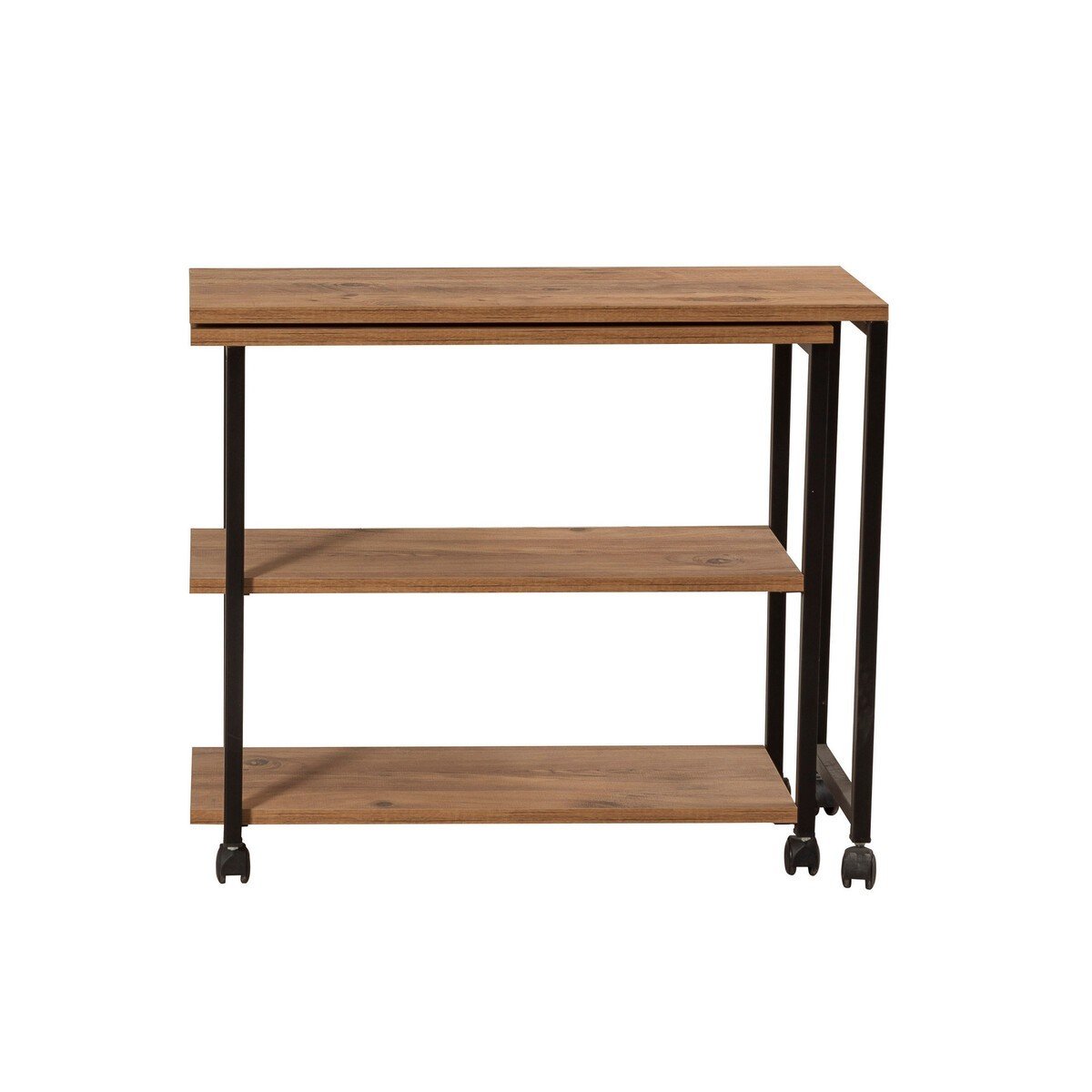 Desserte pivotante à roulettes décor pin atlantique et noir L70 cm - MELIN Calicosy - Mathon - 3