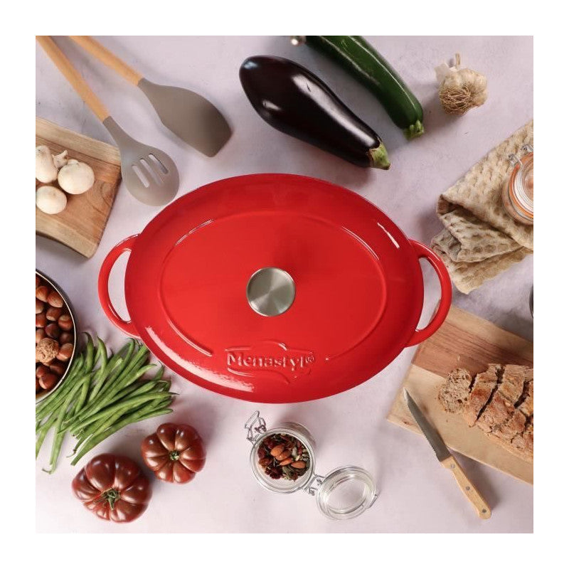 Cocotte - Menastyl - 6020102 - Ovale - En Fonte Acier émaillé - Rouge - 6,5 Litres Menastyl - Mathon - 3