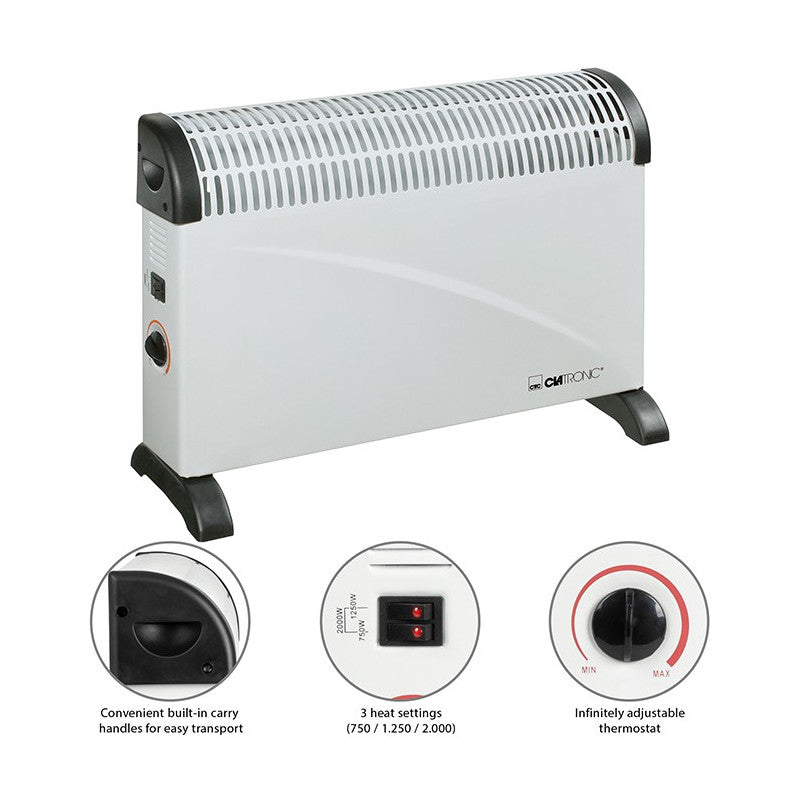 Convecteur électrique 2000 W Clatronic KH 3077N Blanc Clatronic - Mathon - 3