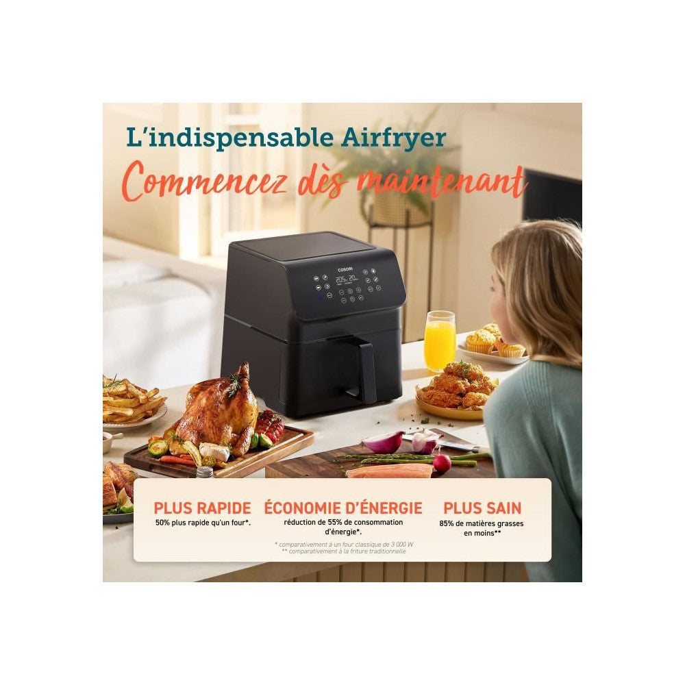Friteuse Sans Huile -   - Premium Ii Chef Edition - Capacité 6,2 L - 12 Programmes - Pack 50 Papiers Cuisson - 1700 W - No Cosori - Mathon - 6