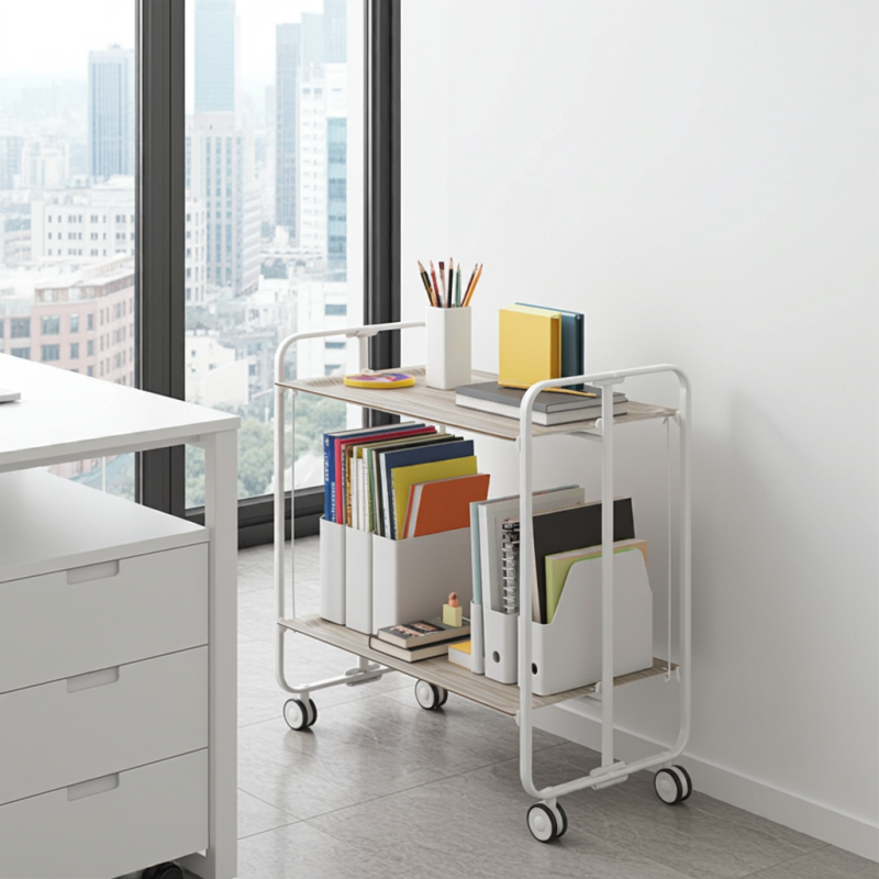 Desserte pliante 2 niveaux avec roulettes – structure gris aluminium, bauhaus Don Hierro - Mathon - 3