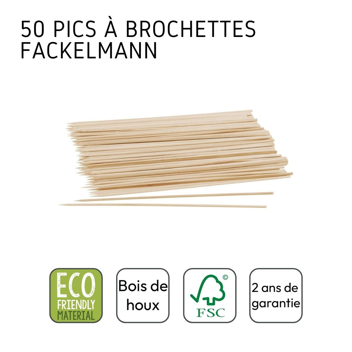 Lot de 50 piques en bois pour brochettes de 25 cm  Nature Fackelmann - Mathon - 4