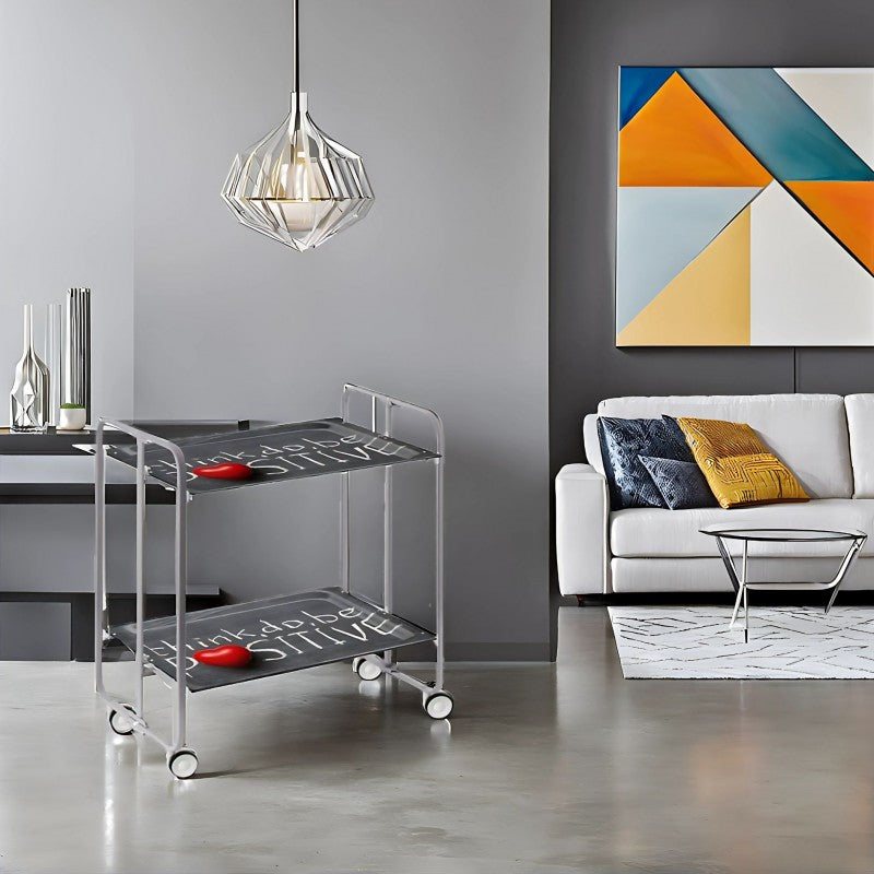 Desserte pliante 2 niveaux avec roulettes – structure gris aluminium, bauhaus Don Hierro - Mathon - 2