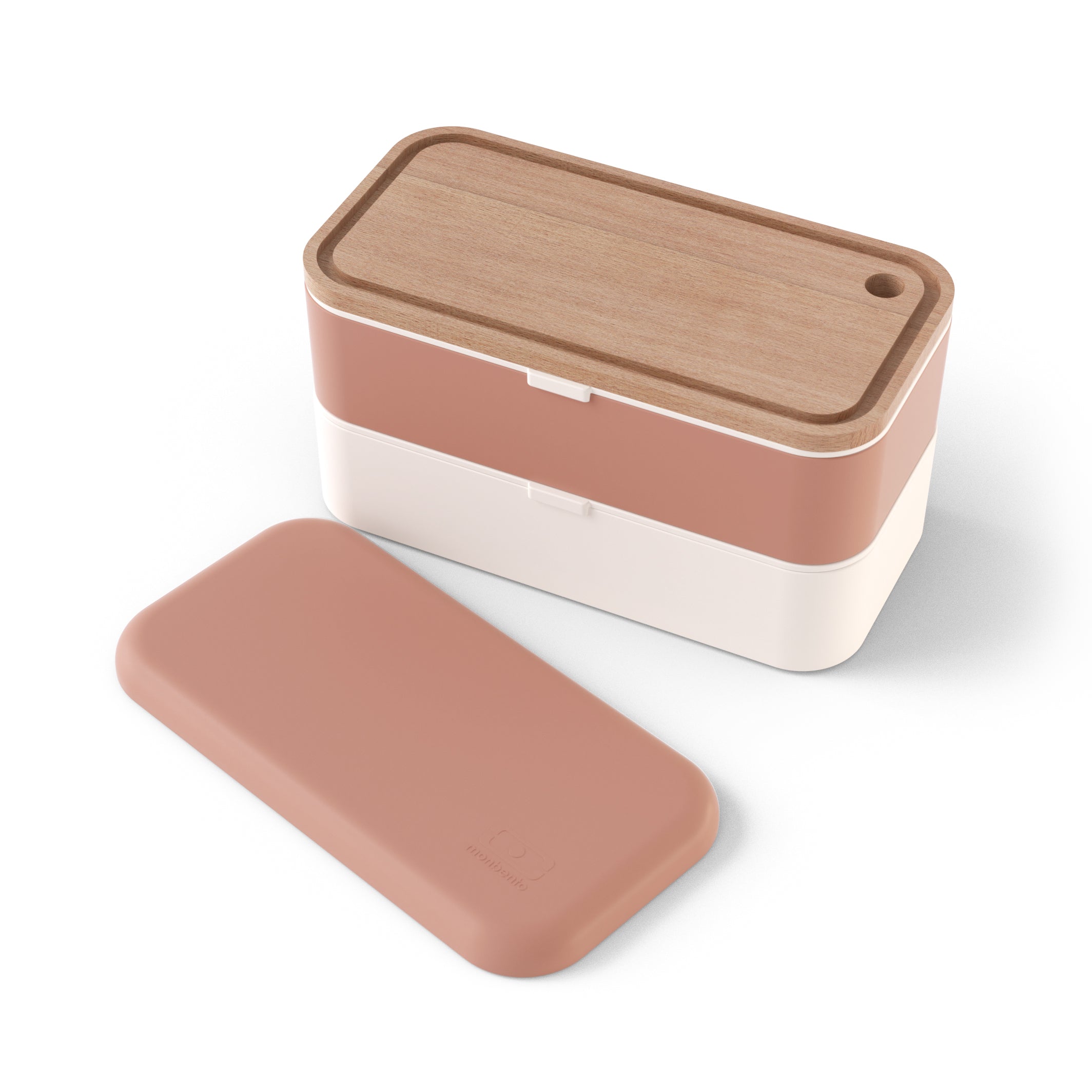Set lunch box 2 étages 1L Rose Moka + Planche à découper Monbento - Mathon - 2