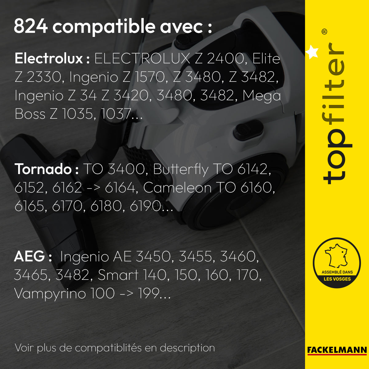 Lot de 4 sacs aspirateur pour Electrolux et Tornado TopFilter Premium TopFilter - Mathon - 2