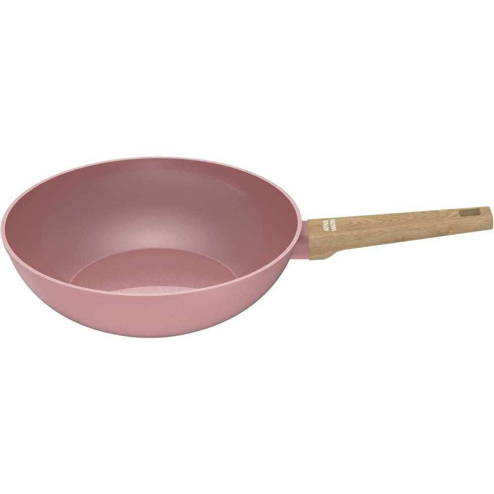Wok - Tous Feux Dont Induction -   - Am4944 - Revetement Céramique - ø 28 Cm - Rose Arthur Martin - Mathon - 1
