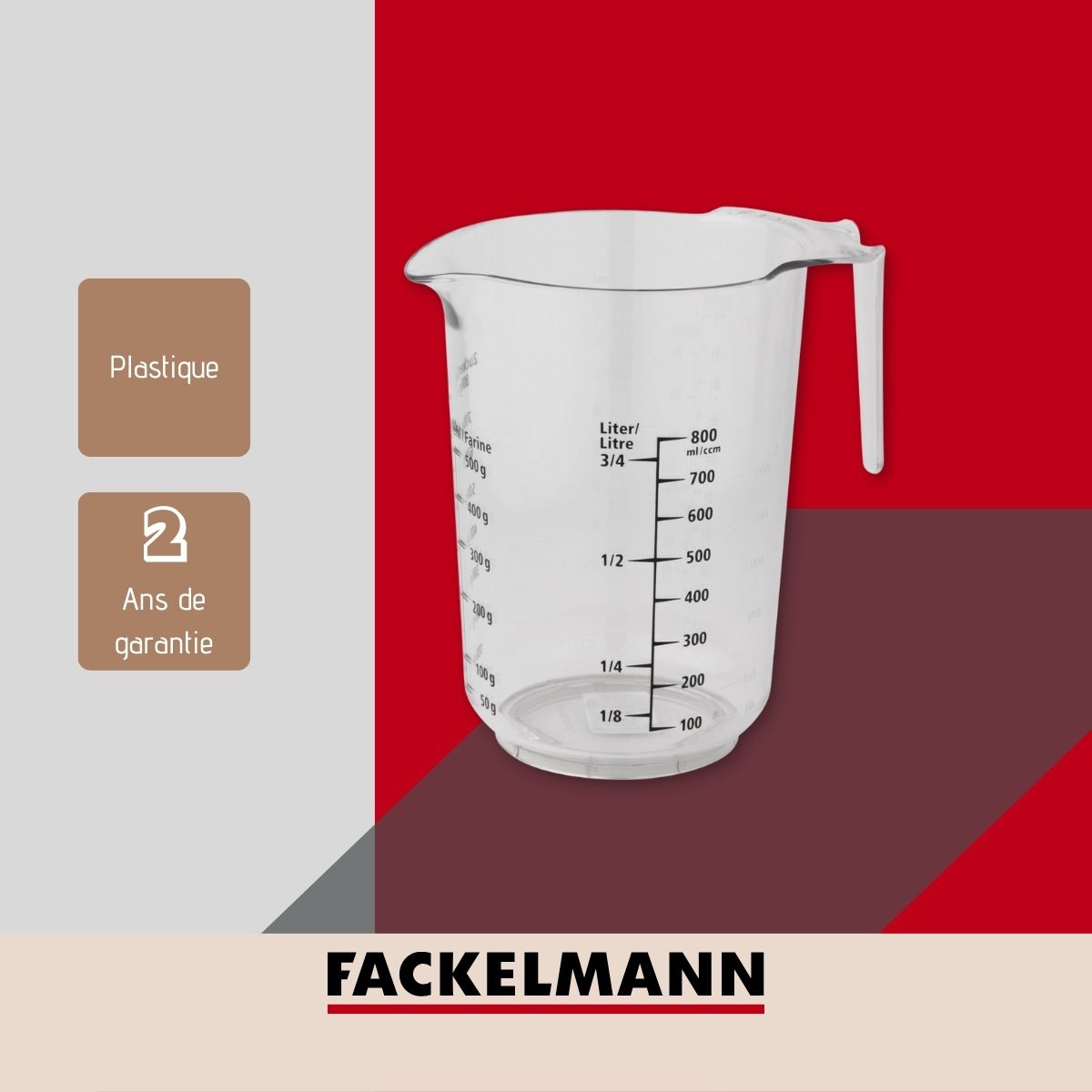 Verre doseur 1 litre en plastique Fackelmann - Mathon - 4