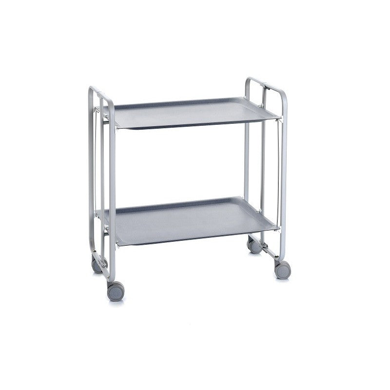 Desserte pliante 2 niveaux avec roulettes – structure gris aluminium, bauhaus Don Hierro - Mathon - 1