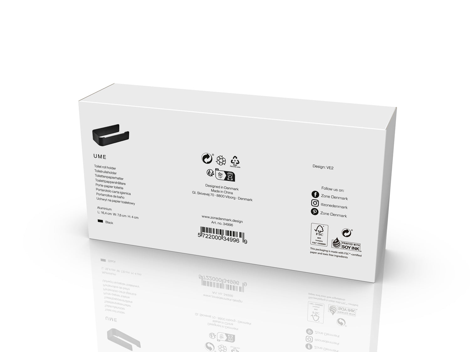 Porte-papier toilette Ume en Aluminium Noir Zone Denmark - Mathon - 4