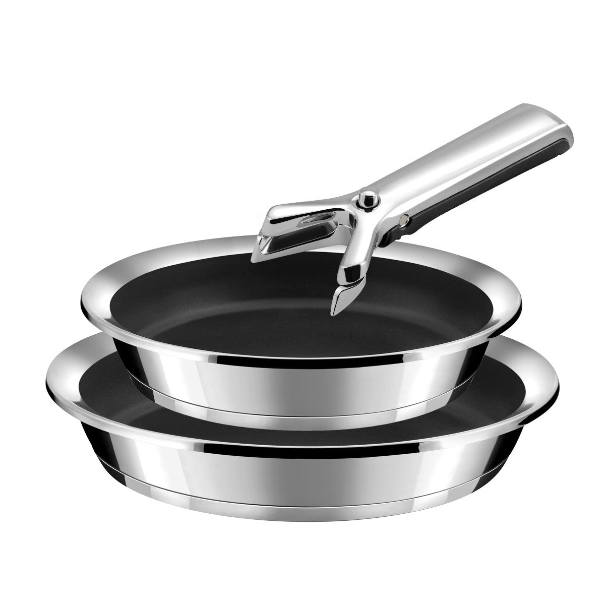 Ycône - 2 poêles avec revêtement céramique 24/28 cm et 1 poignée Cuisinox - Mathon - 2