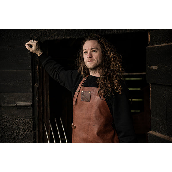 Tablier de cuisine artisanal cuir plein fleur Buffalo Cognac Witloft - Mathon - 5