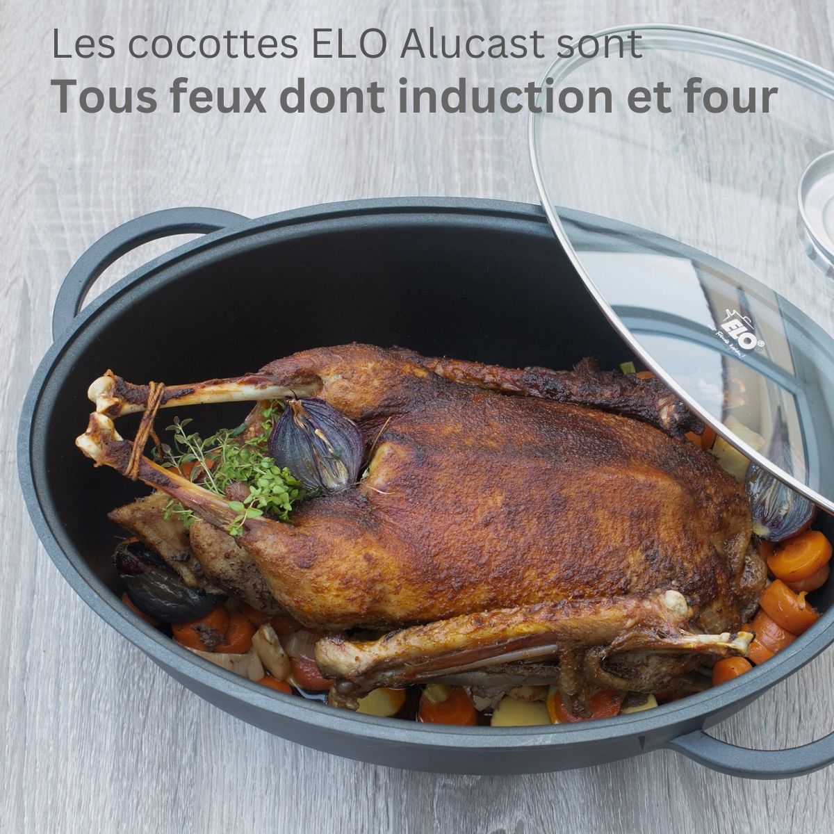 Cocotte 38 x 25 cm en fonte aluminium antiadhésive 7 L  Alucast Elo - Mathon - 4