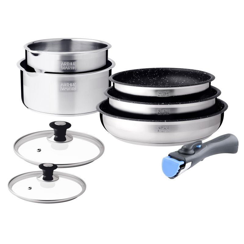 Batterie de cuisine 8 pièces en acier inoxydable Arthur Martin AM0454 Arthur Martin - Mathon - 1
