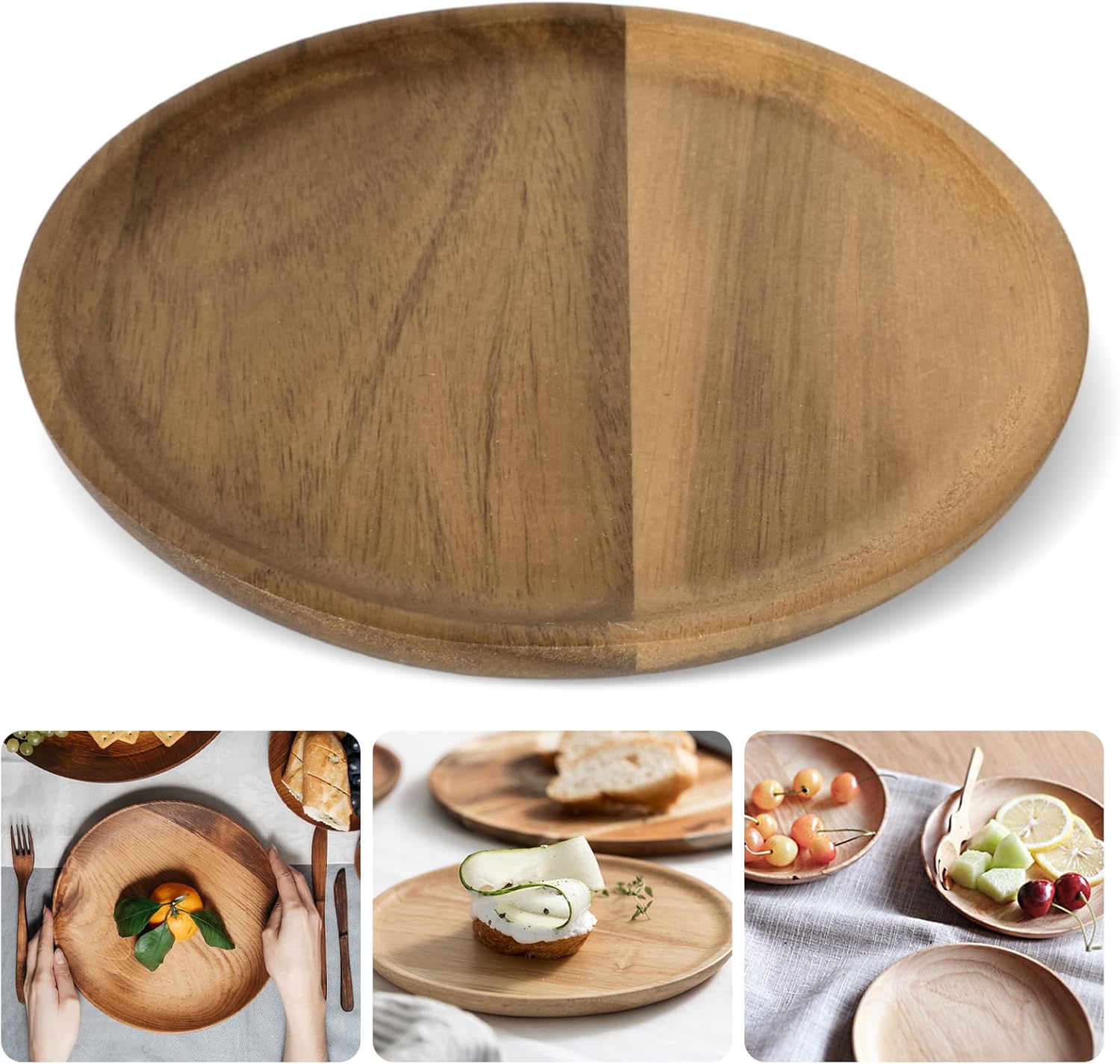 Plateau Rond en Bois d’Acacia 15 cm Vendos85 - Mathon