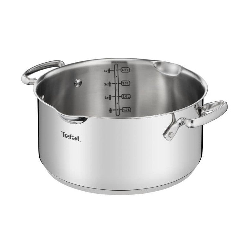 Duetto+ Faitout 18 Cm, Induction, Acier Inoxydable Haute Qualité, Garantie 10 Ans, Poignées Rivetées, Couvercle Verre Tefal - Mathon - 4