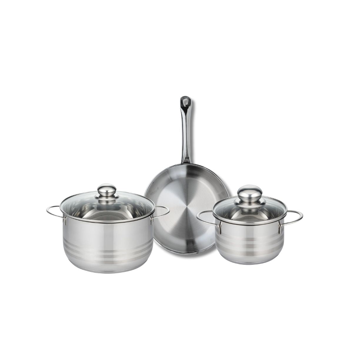 Ensemble de 1 Poêle de cuisson 24 cm et 2 faitouts 16 et 20 cm  Profi Brillant Elo - Mathon - 1