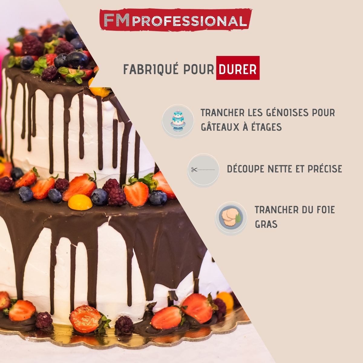 Trancheur à gâteau avec deux fils de rechange  Pâtisserie FM Professional - Mathon - 2