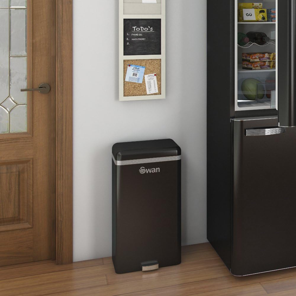 Retro Poubelle à Ouverture Automatique avec Capteur, Métal, 45 Litres, Vintage  Noir SWKA4500BNEU - Mathon - 3