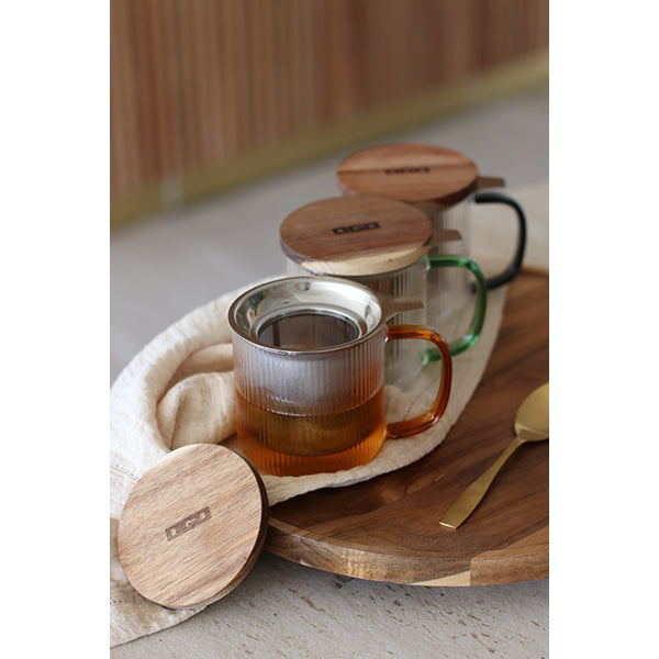 Tisanière mug Karl en verre borosilicate anse ambrée 300 ml Ogo - Mathon - 3