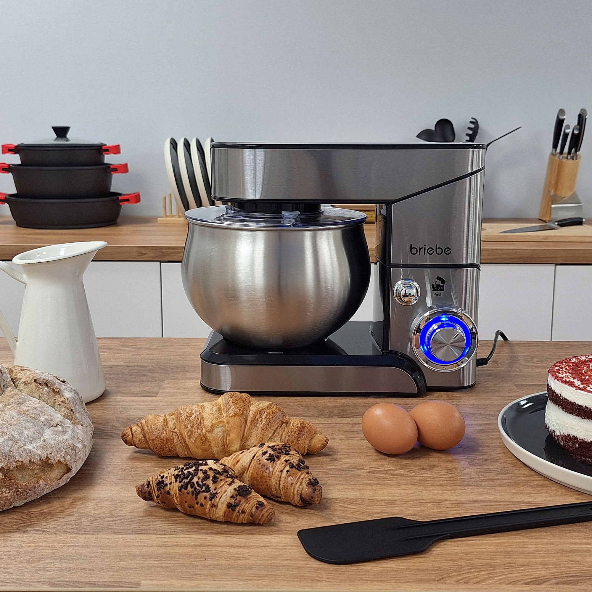 Robot Pâtissier Boulangerie Cuisine Ménager Multifonction Bol Inox 5L 6 Vitesses 1800 Acier Inoxydable KM1114 - Mathon - 9