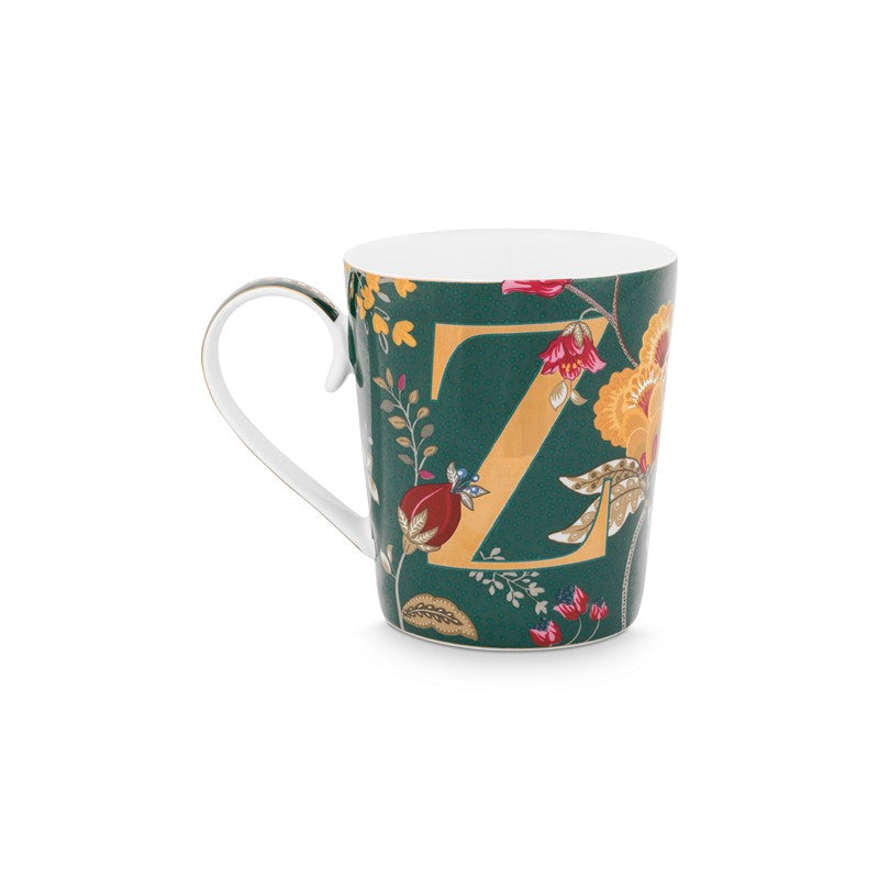 Mug Alphabet Floral Fantasy Vert - Z - 350ml Pip Studio - Mathon