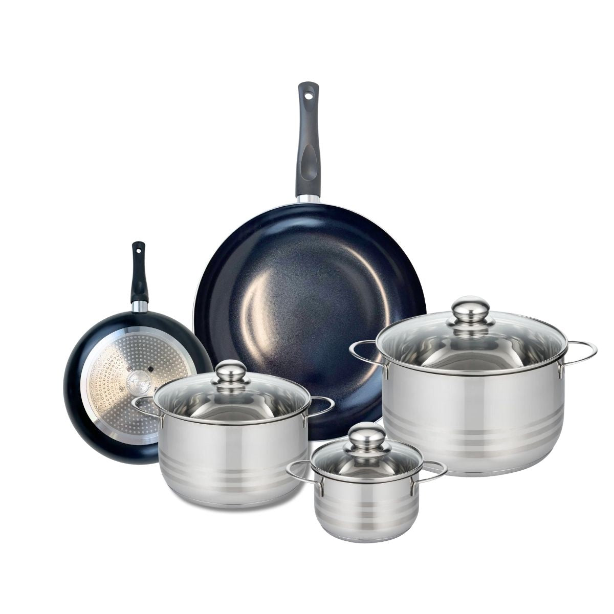 Ensemble de 2 Poêles de cuisson 20 et 32 cm et 3 faitouts 14, 20 et 24 cm  Prima Brillant Elo - Mathon - 1