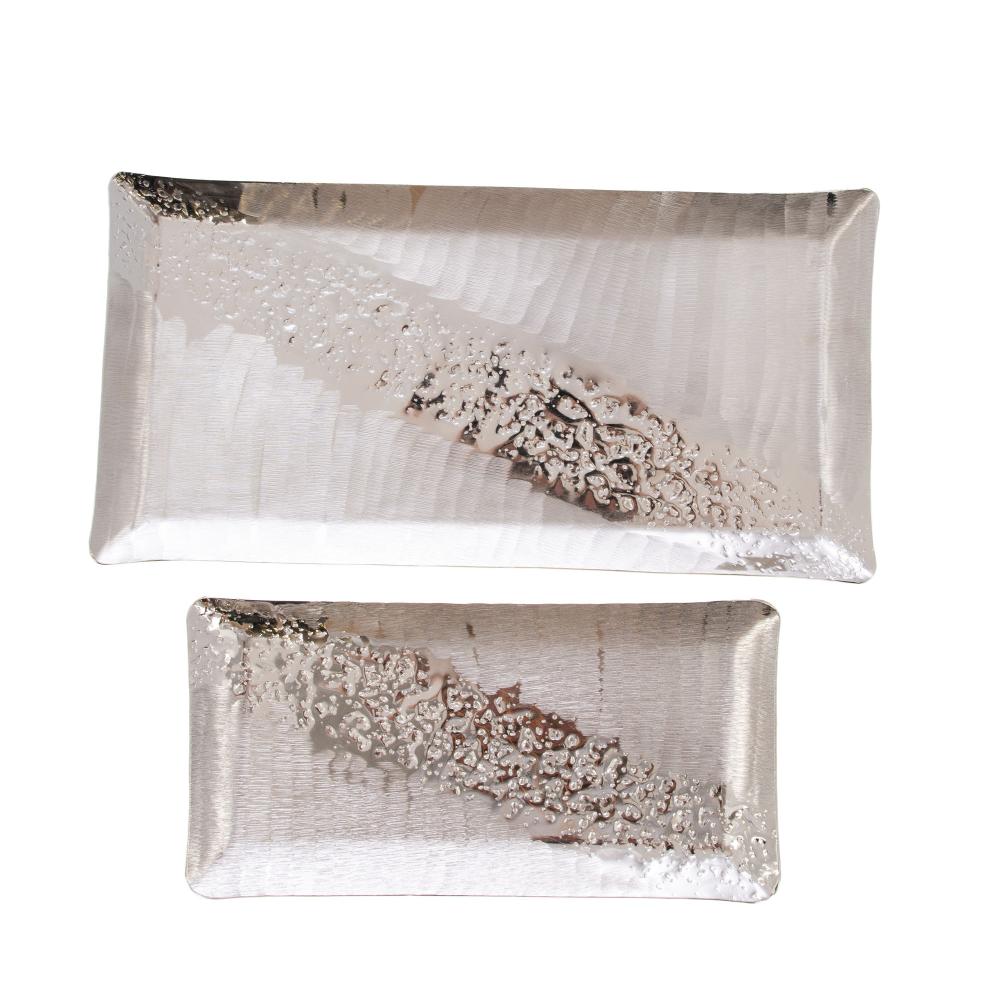 Set de plateaux Marise rectangles argenté  - Amadeus - Mathon - 1