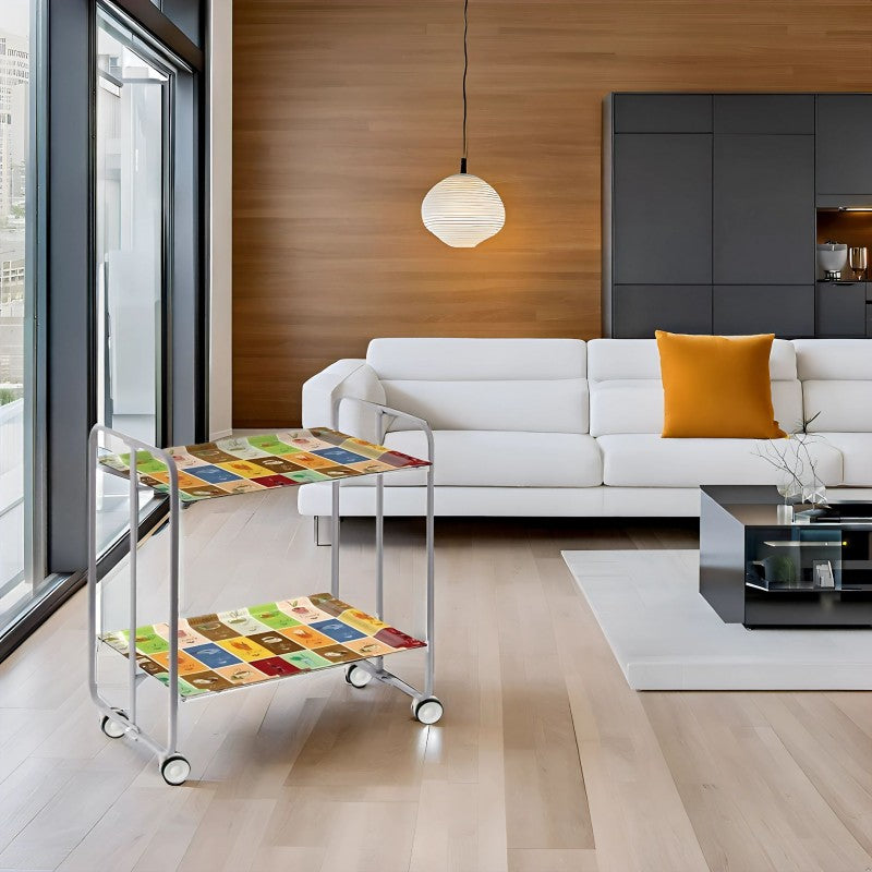 Desserte pliante 2 niveaux avec roulettes – structure gris aluminium, bauhaus Don Hierro - Mathon - 2