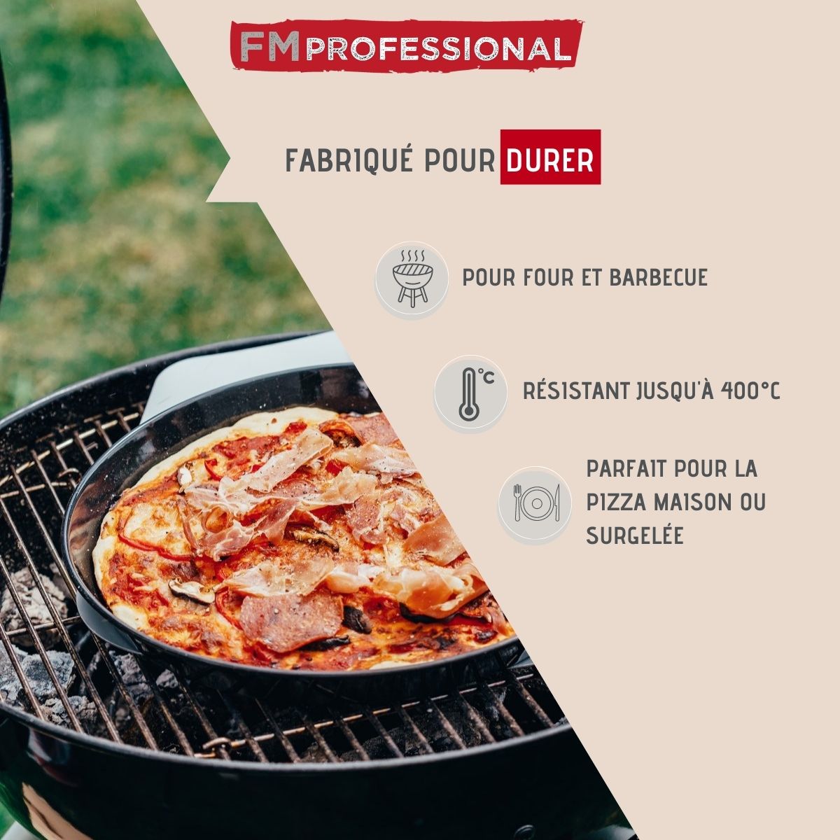 Plaque à pizza perforée ronde four et barbecue 32 cm  Barbecue FM Professional - Mathon - 8