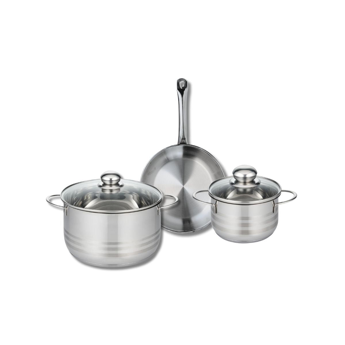 Ensemble de 1 Poêle de cuisson 24 cm et 2 faitouts 16 et 24 cm  Profi Brillant Elo - Mathon - 1