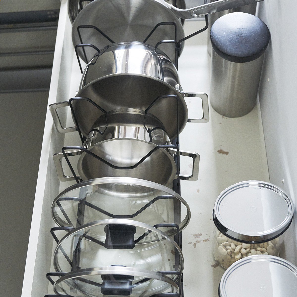 Rangement poêles et couvercles extensible en acier Calicosy - Mathon - 6