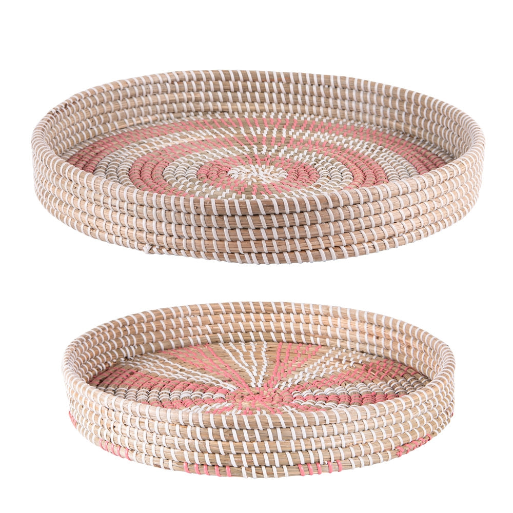 Set de 2 plateaux jonc mer rose Table passion - Mathon - 1