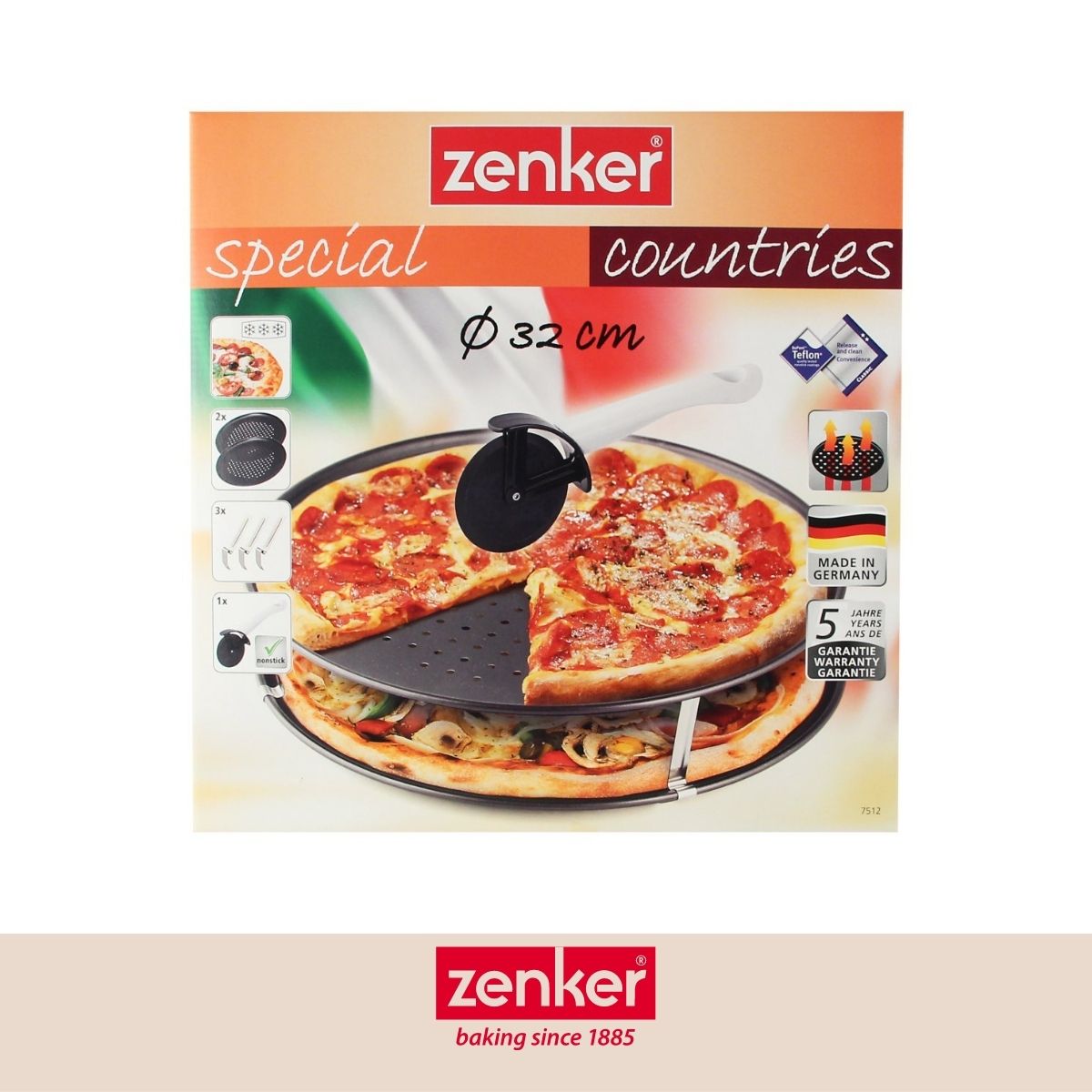Set de 2 plaques à pizza 32 cm et une roulette à pizza Zenker Special Countries Zenker - Mathon - 9