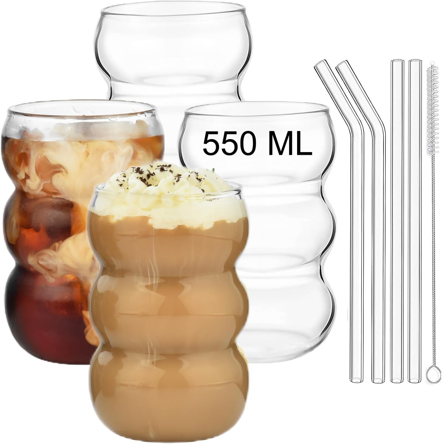 Lot de 4 Gobelets en Verre Créatif avec Pailles Vendos85 - Mathon