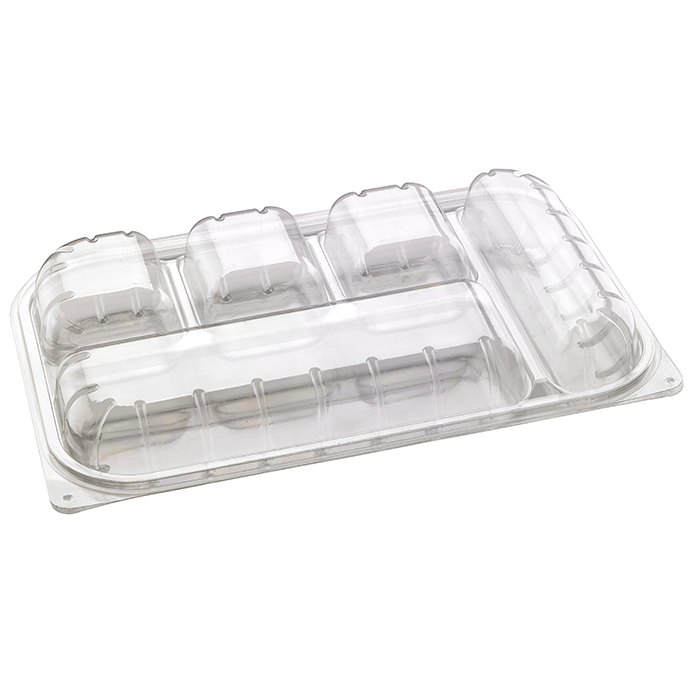 25Pcs - Boite repas plastique PET transparent 5 compartiments  330x210x50mm FirstPack - Mathon
