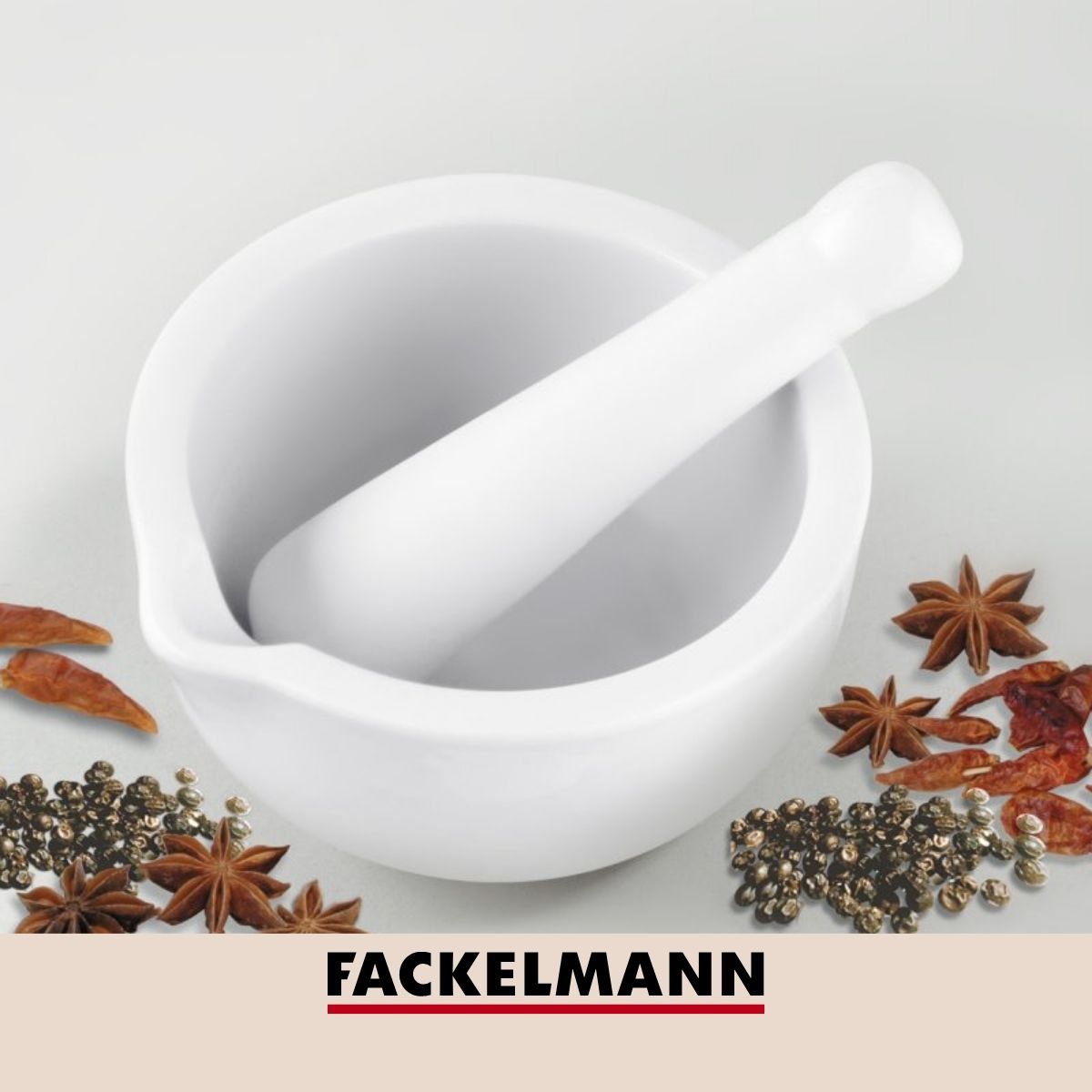 Mortier de cuisine avec pilon en porcelaine  Basic Fackelmann - Mathon - 5