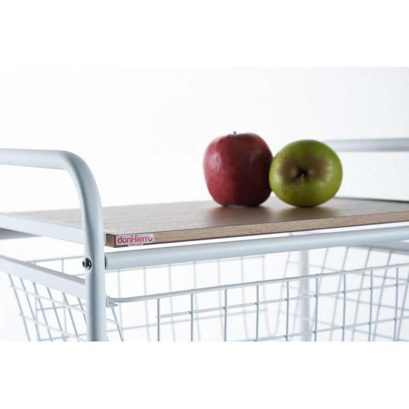 Desserte de cuisine, 4 paniers, plan de travail couleur bouleau texturé avec effet latté, nora Don Hierro - Mathon - 8