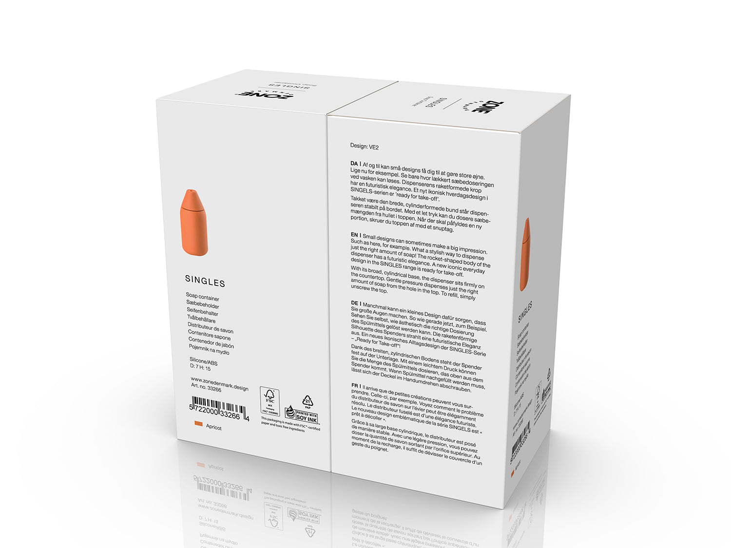 Distributeur de savon SINGLES en abs et silicone Abricot Zone Denmark - Mathon - 5