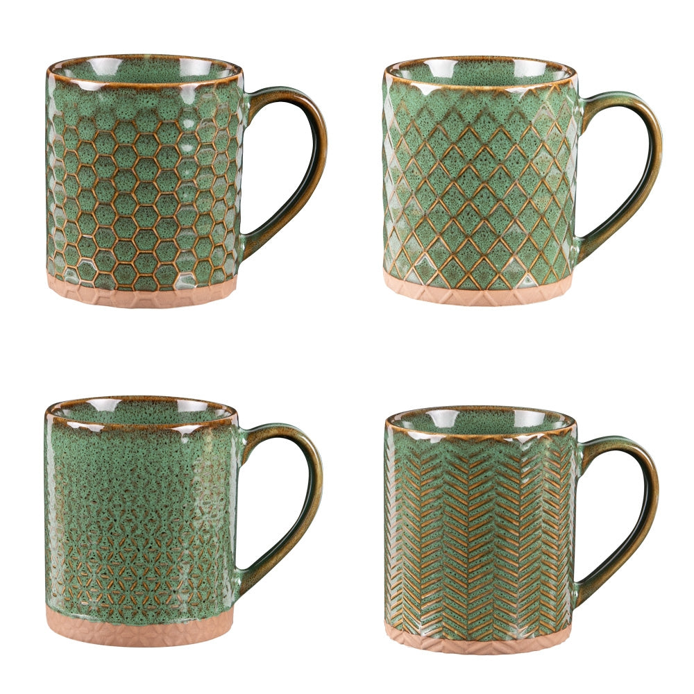 Coffret de 4 mugs Jaspe 35 cl vert Table passion - Mathon - 1