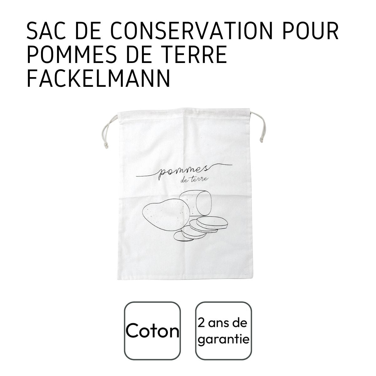 Sac de conservation pour pommes de terre en coton  Nature Fackelmann - Mathon - 4