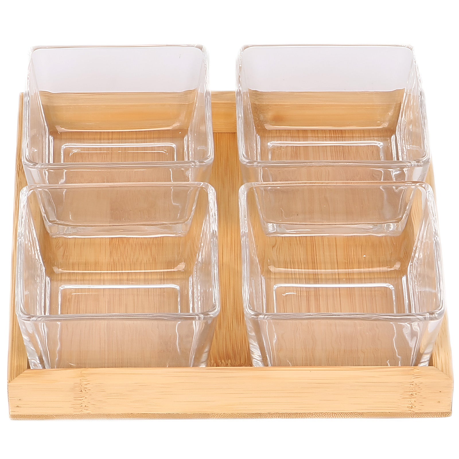 4 Bols Verre avec Base Bambou Cheffinger - Mathon - 4