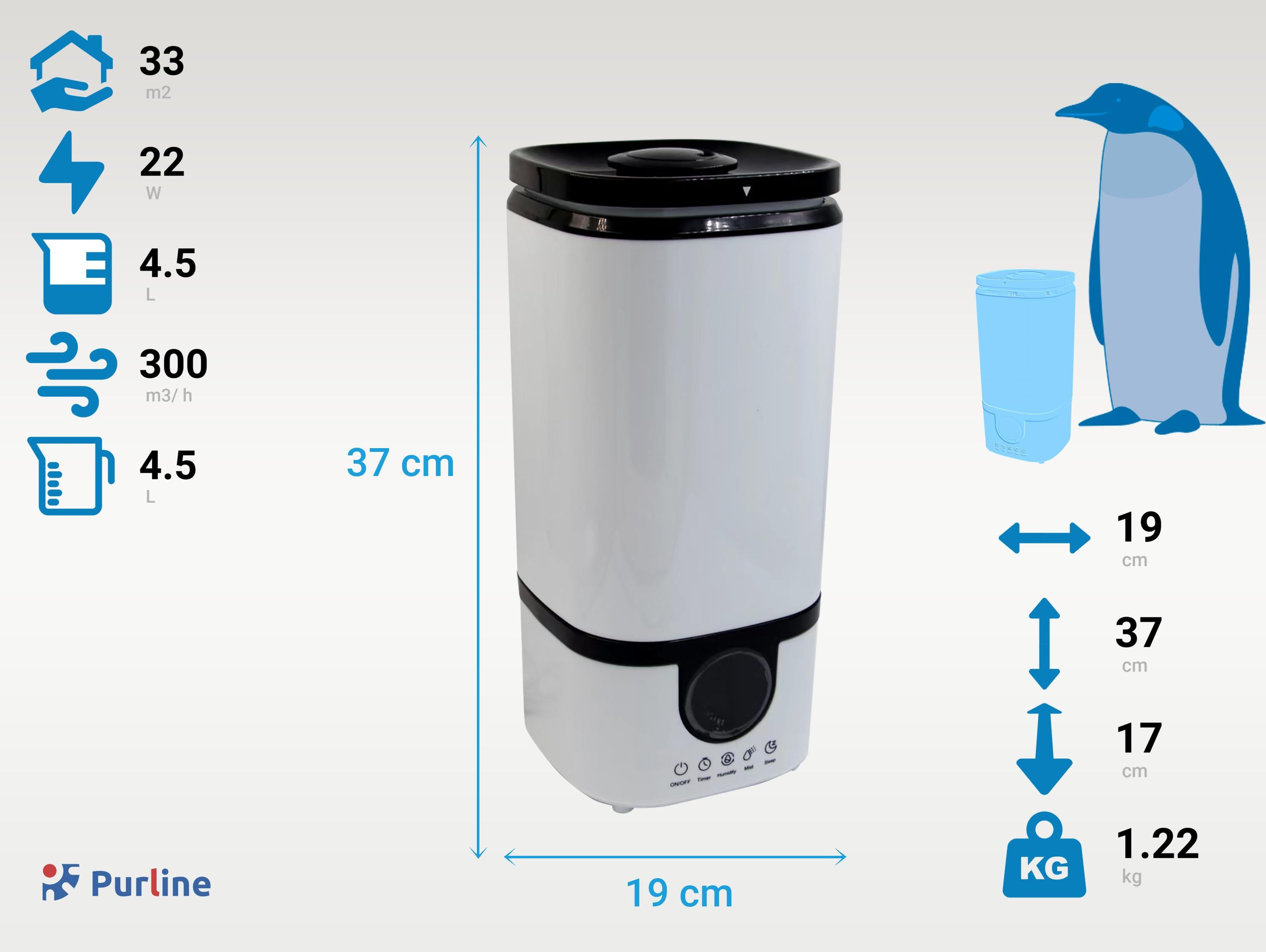 Humidificateur à ultrasons pour 33 m² Purline - Mathon - 4