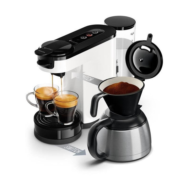 Machine A Café 2 En 1 Senseo Switch   Hd6592/05, 2 En 1 Avec Filtre Et Dosette, Verseuse Isotherme, Crema Plus Philips - Mathon - 1