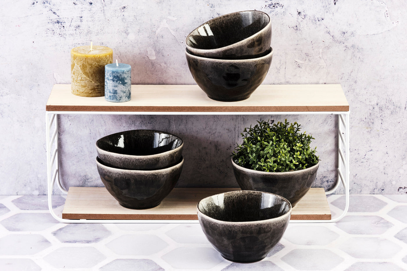 Lot de 6 bols moyens en grès noir D14.5 Björn - Mathon - 2