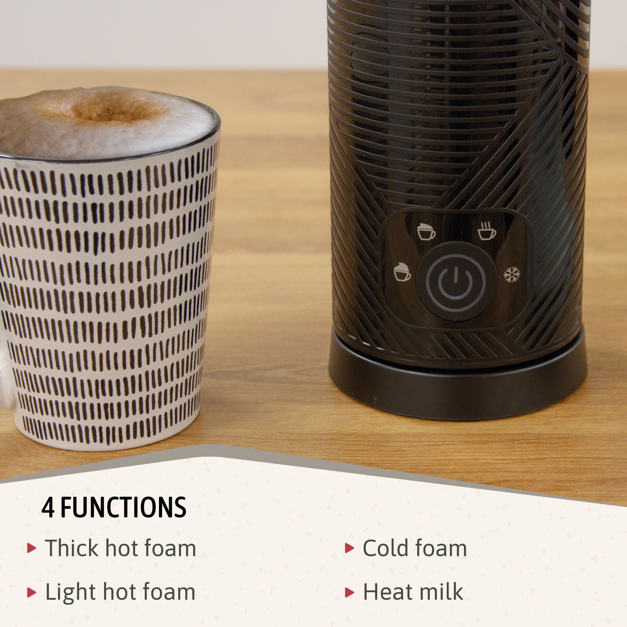 Elegance Mousseur à Lait Électrique, Réchauffeur Mousseur Froid/Chauffant 130ml 500 Noir MF1172BLK - Mathon - 3